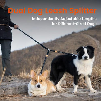 HOWGO Double Dog Leash,Tangle-Free 360 Swivel(Green, Pro M-L Splitter) | Individually Adjustable Length, Coupler Leads 2 Dogs,Aviation Aluminum Hooks,Durable Nylon,No-Tangle Walking,All Breeds - color: Green, size: Pro M/L