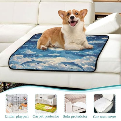 Qilmy Dolphin Pet Mat, Waterproof Reusable Dog Training Pad Anti-Slip Pet Creat Pad for Small Medium Large Dogs and Cats - size: Smallx3