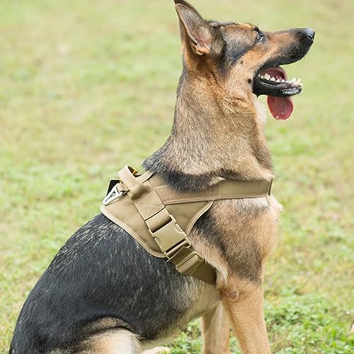EXCELLENT ELITE SPANKER Tactical Dog Harness Patrol Harness Service Dog Vest Military Dog Vest Working Dog Vest with Handle(Coyote Brown-L) - color: Coyote Brown, size: L-(27.5 - 35.5")