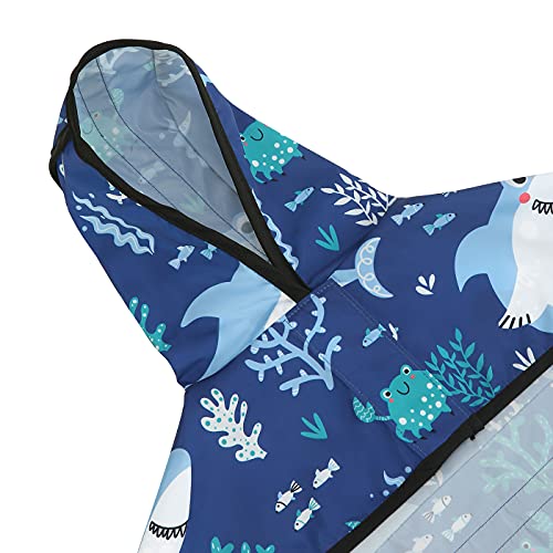 HDE Dog Raincoat Jacket Reflective Adjustable Hooded Pet Poncho Rain Coat with Leash Hole for Small to X-Large Dogs Sharks - S - color: Sharks, size: Small