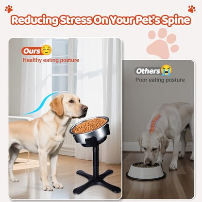 Elevated Adjustable Dog Bowl Feeding Stand, 3 Heights and Tiled Ajudst, Compatible with Moost Feeding Bowls, Great for Medium Large Dogs(2 Pack-C) - size: B - 2 Pack-C