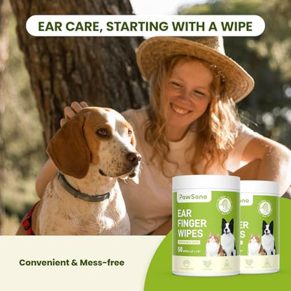 PawSono Ear Finger Wipes Eye Wipes for Dogs & Cats, Thicker Dog Ear Cleaner Wipes, Natural Relief Cat Ear Cleaner Dog, Pet Health Supplies for Dog Kitten Small Animal, Aloe Scent Deodorizing - 100 P - size: 100 Count