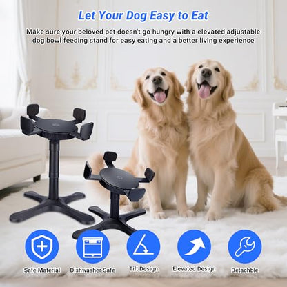 Dog Bowls,Elevated Adjustable Dog Bowl Stand with 3 Heights & Tilted Feeding Design, Raised Stand Compatible with Medium & Large Breeds(2 Pack) Black - size: Dog Bowl Stand 2 Pack