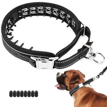 Mayerzon Martingale No Pull Collar for Medium Large Dogs, Walking Training Collar for Dogs German Shepherd Boxer Rottweiler That Pull, Reflective, with 360° Swivel Ring and Release Buckle(L, Black) - size: Large,2.5mm,17.25"-18.5"Neck
