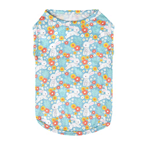 CuteBone Dog Shirts 2-Pack Soft Pet Clothes Breathable Summer Vest for Small Puppy and Stretchy Cat Apparel - color: Clovers&rabbits, size: Small