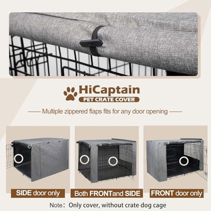 HiCaptain Breathable Dog Crate Cover 36 Inch, Durable Heavy Duty Kennel Cover, Dual Zippered Panels, Windproof Waterproof UV-Resistant(Grey) - color: Grey, size: 36.0"L x 23.0"W x 25.0"H