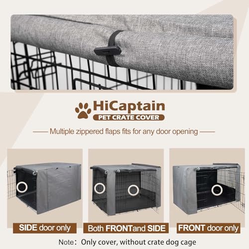HiCaptain Breathable Dog Crate Cover 30 Inch, Durable Heavy Duty Kennel Cover, Dual Zippered Panels, Windproof Waterproof UV-Resistant(Grey) - color: Grey, size: 30.0"L x 19.0"W x 21.0"H