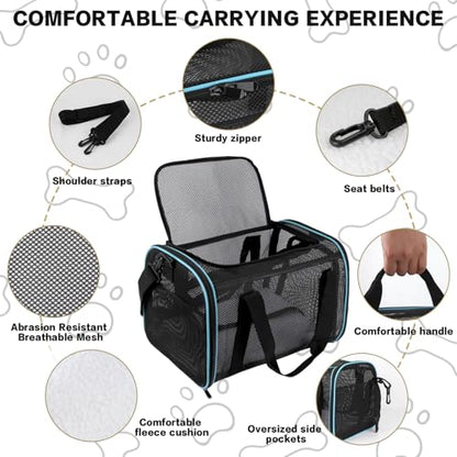 Cat Carrier, Soft-Sided Pet Carrier Bag, Breathable Mesh, Black (Blue, 20 * 13 * 13) - color: blue, size: 20.0"L x 13.0"W x 13.0"H