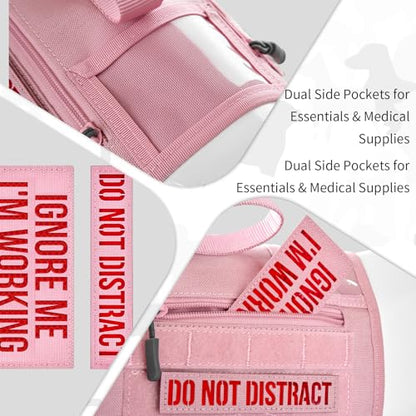 OneTigris Sentinel Pink Service Dog Vest with Patches, Reflective Lightweight Dog Harness for Medium Large Dogs (Pink, M: Neck 16-23", Chest 24-32") - color: Pink, size: M: Neck 16-23", Chest 24-32"