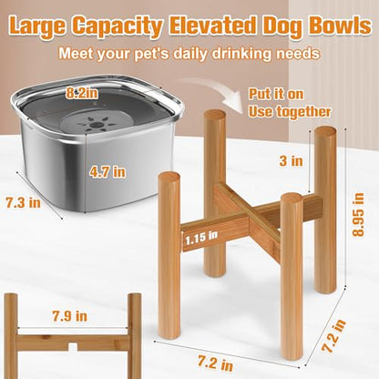 Decflow 3L Elevated Dog Water Bowl, Stainless Steel Raised Food Dispenser with Stand, Large Capacity No Spill Dog Water Bowl for Small, Medium and Large Dogs - color: Grey