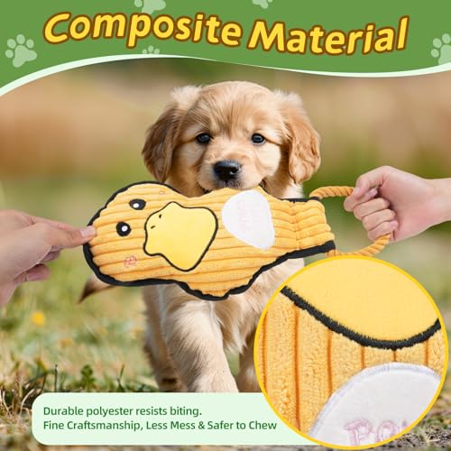 2-Pack Crinkle and Squeaky Dog Toys & Tough Tug of War Set - No Stuffing Chew-Resistant Plush Toys to Keep Them Busy, Best Birthday Gift for Small/Medium/Large Breeds (Ducks & Dino) - color: Ducks & Dino