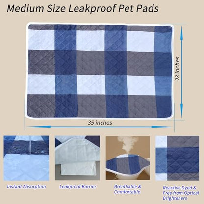 Washable Pee Pads for Dogs with 4-Layer Integrated Waterproof Design, Reusable Super Absorbent Non-Slip Puppy Pads for Crate Training, Home Floor Protection , 28‘’×35‘’ Pack of 2 - size: 28"×35“ Pack of 2