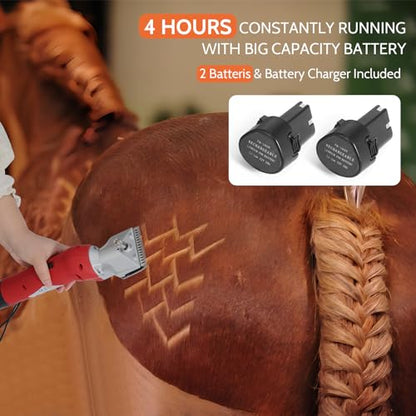 DUCKBOY Cordless Horse Clipper, Rechargeable Battery Powered Animals Shears Grooming Tools for Shaving Fur Wool Tool, Large Livestocks, Llamas, Cattle, Alpacas, Thick Coat Animals Trimmer - size: Cordless 250 W