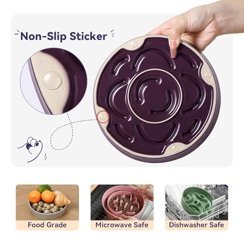Ceramic Slow Feeder Dog Bowl, 1.8 Cups Anti -Slip Slow Feeding Bowl to Slow Down Eating, 8.2 Inch Dog Food Dish for Medium to Large Breeds, White - color: White, size: Medium