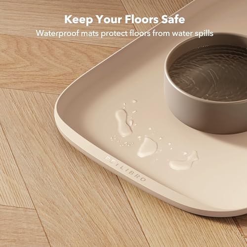 PETLIBRO Silicone Dog & Cat Food Mat for Feeder and Water Fountain, BPA-Free Waterproof Pet Feeding Tray with Raised Edge Spill Protection, Non-Slip Easy Clean Bowl Placemat for AF005 AF103, 17.7"x12"