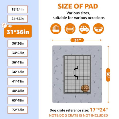 Washable Pee Pads for Dogs, 2Pack Puppy Pads Washable with Bone Print,Absorbent Reusable Whelping Pads Non-Slip Dog Mats for Floor Protector, Couch Cover, Crate, Potty Training 31x36 - size: 31X36" (Pack of 2)