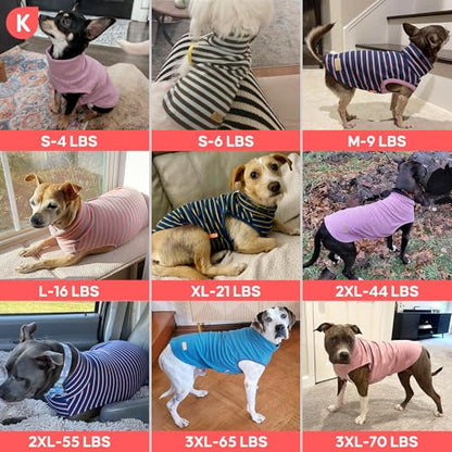 KYEESE 2Pack Dog Sweater Warm Dogs Clothes Pets Sweatshirt Soft Turtleneck Small Pets Sweaters Pet Coats Stretchy Dog Sweaters for Small Dogs Male - color: 2# Stripe+Navyblue, size: Large (12-18lbs)