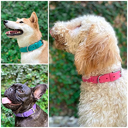 Tuff Pupper Classic Heavy Duty Dog Collar | 10x Stronger Than Leather | 100% Waterproof & Odor Proof Dog Collar | Tough Rust-Proof All Metal Hardware - color: Punch Pink