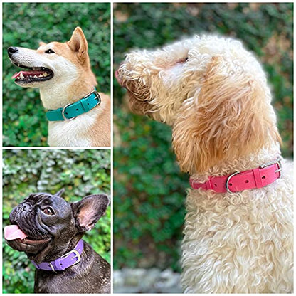 Tuff Pupper Classic Heavy Duty Dog Collar | 10x Stronger Than Leather | 100% Waterproof & Odor Proof Dog Collar | Tough Rust-Proof All Metal Hardware - color: Punch Pink