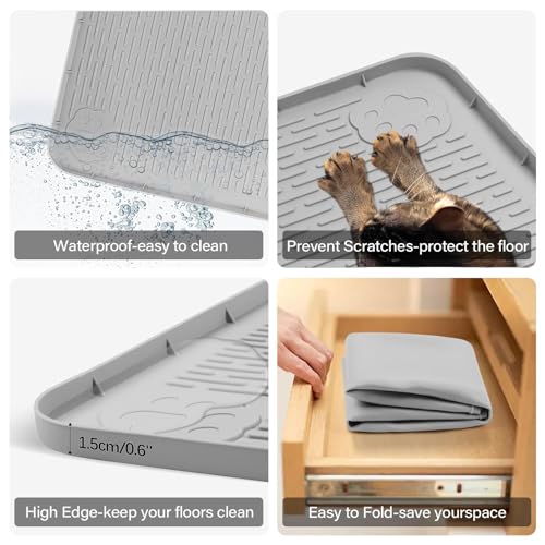 40"x28" Pee Pad Holder for Dogs Puppy Pad Holder Silicone Pee Tray for Dog Training Floor Protection Raised Edge Dog Potty Tray, No Pee Pads(Grey) - color: 40"x28" Grey