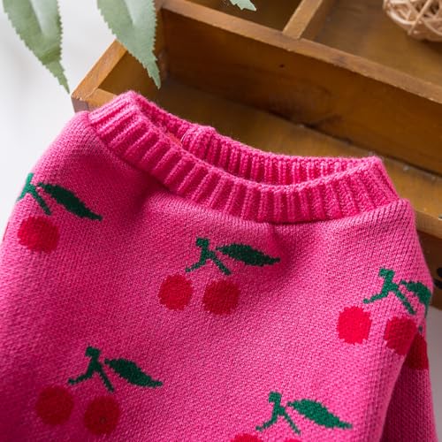 Dog Sweater for Small Dogs Pink Cherry Knitted Pullover,Puppy Sweatshirts Chihuahua Sweaters Warm Soft Pet Yorkie Winter Clothes for Kitten Cats and Dogs (XX-Small) - size: XX-Small（2-3lbs）