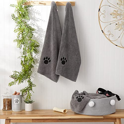 Bone Dry Pet Grooming, Embroidered Microfiber Towel Drying Collection, 15x30, Gray - color: Gray, size: 15x30"