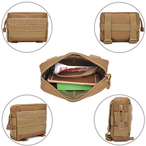Molle Pouches, Tactical Admin Pouch Compact EDC Utility Gadget Gear Pouch Military Carry Accessory Belt Hanging Waist Bag - color: 2 pack-tan-7"(L) * 5.1"(H)