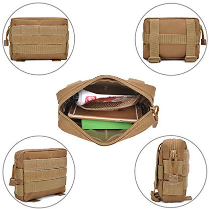 Molle Pouches, Tactical Admin Pouch Compact EDC Utility Gadget Gear Pouch Military Carry Accessory Belt Hanging Waist Bag - color: 2 pack-tan-7"(L) * 5.1"(H)
