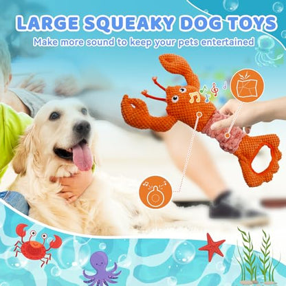 YZHDUXIU Tug of War Dog Toy, Squeaky Dog Toys Interactive Lobster Puppy Toys with Crinkle Paper to Keep Them Busy - color: Orange Lobster