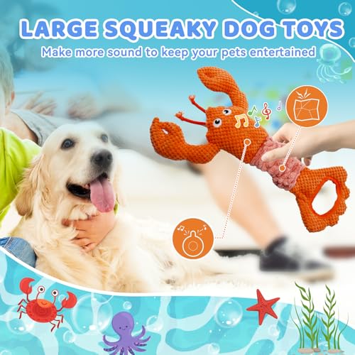 YZHDUXIU Tug of War Dog Toy, Squeaky Dog Toys Interactive Lobster Puppy Toys with Crinkle Paper to Keep Them Busy - color: Orange Lobster