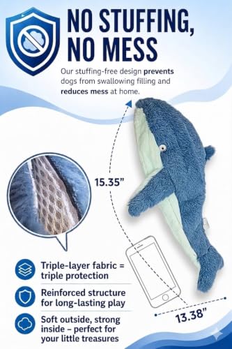Crinkle Dog Toy – No stuffing Squeaky Dog Toy for Small, Medium & Large Breeds, Interactive Tough Toy Set - Ideal for Chewing, Teething & Fetch, Durable Pet-Safe Materials - Soft Blue Plush, Large - color: Blue