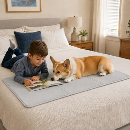 51.2"×23.6" Waterproof Dog Car Bed Mat for Backseat Extenders | Memory Foam Dog Mat, Waterproof Rubber Bottom Non-Slip Pet Cushion, Washable Coral Fleece Pad , Multi-Use for Sofa Bed Yoga
