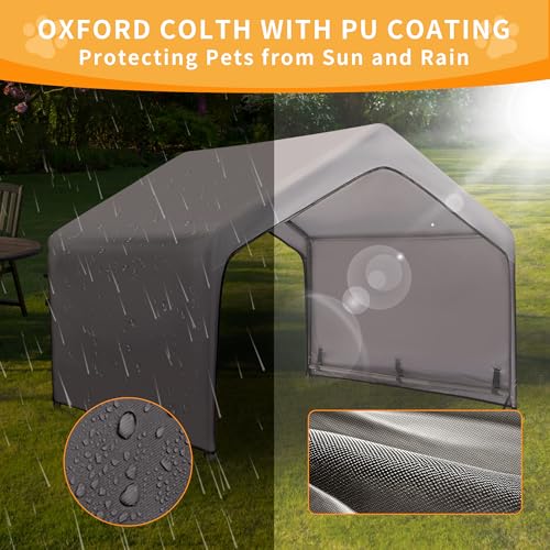 Dog Shade Shelter Outdoor Tent for Large Medium Dogs, Outside Doghouse Sun Rain Canopy Dog House with Waterproof Roof Ground Nails for Cats Pigs Livestock 4'x4'x3.3' - size: Dog House