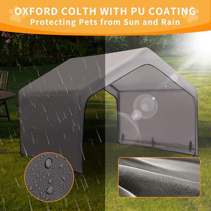 Dog Shade Shelter Outdoor Tent for Large Medium Dogs, Outside Doghouse Sun Rain Canopy Dog House with Waterproof Roof Ground Nails for Cats Pigs Livestock 4'x4'x3.3' - size: Dog House