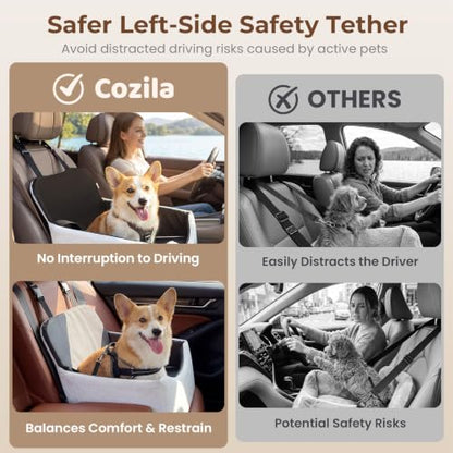 Dog Car Seat for Small/Medium Dogs Up to 35 lbs, 5in Booster Car Seat Cushion, Fully Detachable and Washable, with Safety Belt and Anti-Slip Base, Grey - color: Grey
