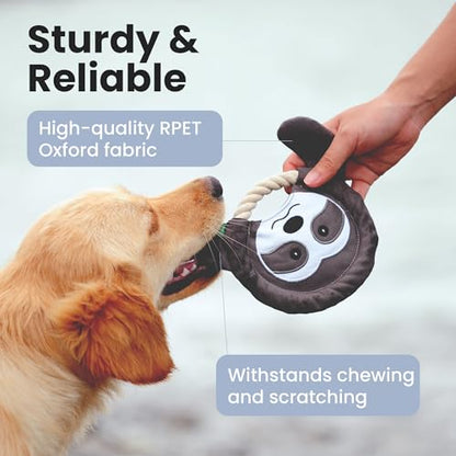 PAWSPIK Flying Disc Tug-of-War Toy, Eco-Friendly Recycled Material, Squeaker Toy for Medium and Large Dogs, for Throwing & Fetching 8.5" Diameter (Fierce Fox) - style: Fierce Fox