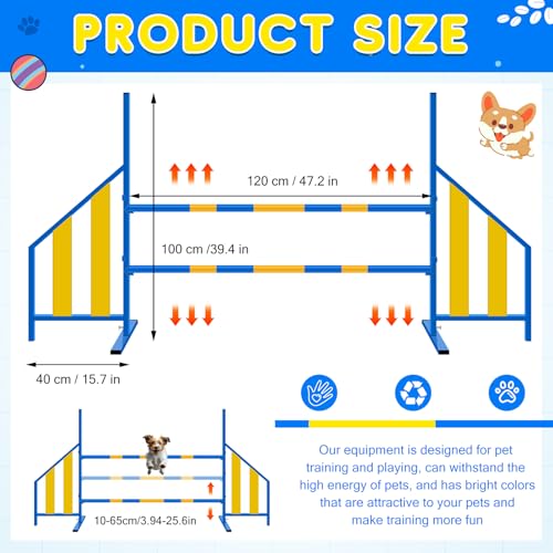Seenelling Agility Wing Jumps with Bar Dog Training Hedge Metal Frame Adjustable Pet Hurdles Jump Bars High Stability for Indoor Outdoor Dog Pet Agility Course Game