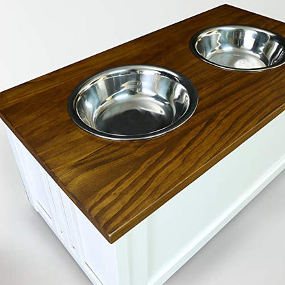 Casual Home Pet Feeder Storage Stand for Dogs - Medium to Large Breeds - color: Warm Brown, White (New)