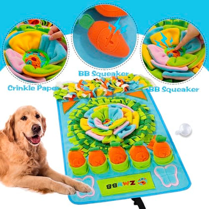 Pet Snuffle Mat for Dogs Sniff Mat Nosework Feeding Mat Slow Feeder Interactive Dog Puzzle Toys for Training and Stress Relief Encourages Natural Foraging Skills (31''x19''（Blue）) - size: 31''x19''（blue）