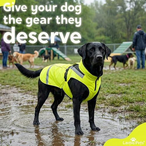 Waterproof Dog Rain Coat, Reflective Safety Strips & Leash Hole – Lightweight Adjustable Jacket for Medium Breeds - M, Yellow - color: Yellow, size: Medium