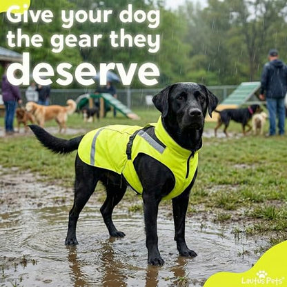 Waterproof Dog Rain Coat, Reflective Safety Strips & Leash Hole – Lightweight Adjustable Jacket for Medium Breeds - M, Yellow - color: Yellow, size: Medium