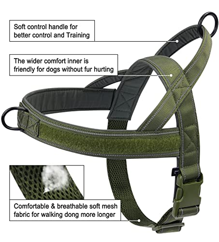 Green No Pull Dog Harness for Small Medium Large Sized Dog, Reflective Escape Proof Adjustable Dog Harnesses with 2 Patch, S - color: Green, size: S-Chest size 18-22''