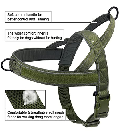 Green No Pull Dog Harness for Small Medium Large Sized Dog, Reflective Escape Proof Adjustable Dog Harnesses with 2 Patch, S - color: Green, size: S-Chest size 18-22''