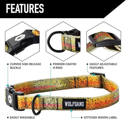 Wolfgang Heavy Duty, Adjustable Dog Collar with Quick Release Nylon Buckle for Walking & Training, CutBow Print, Small - color: CutBow Print, size: Small (5/8 Inch x 8-12 Inch)