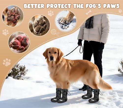 Dog Shoes, Waterproof Dog Boots & Paw Protectors, Breathable Dog Booties with Anti Slip Sole for Winter Snowy Day, Rainy Weather Indoor and Outdoor (Size 6, Black) - size: #6(width 2.36 inch)