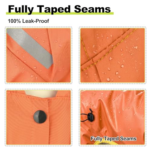 Dog Raincoat, Professional Waterproof with Taped Seams, Ultralight Urban Quick Layer, High-Vis Reflective Stripes, Dirt-Resistant & Easy Care, Year-Round Essential for Dogs (Orange, Large)