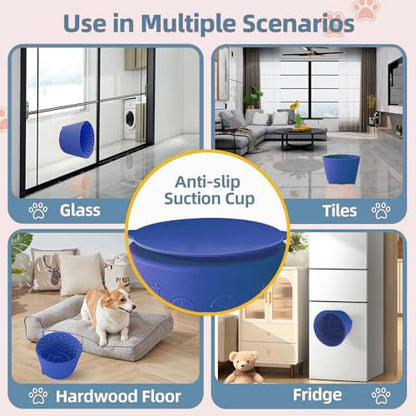 Dog Slow Feeder Lick Bowl, Non-Slip Dog Licking Treat Dispenser, Slow Feeder Bowls for Small Medium Large Breed Dogs, Anxiety Relief & Anti-Choking, BPA Free Silicone (Dark Blue, 1.6 Cup) - color: Dark Blue