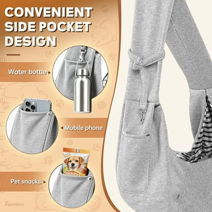 Pet Sling Carrier Bag, Hands-Free Shoulder Strap, for Small Dogs and Cats, Black (Black) (Grey) - color: Grey