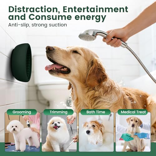Dog Slow Feeder Licking Bowl,Anxiety Relief Treat Dispenser, Non-Slip Anti-chocking Pet Dish, Interactive Puzzle Toy for Small Medium Breed,Freezable BPA Free Silicone Dishwasher Safe - color: green, size: S