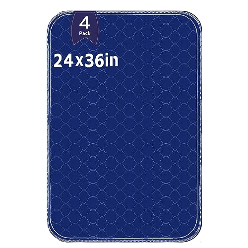 Hide Stains Washable Bed Pads for Adults, Waterproof Pads for Bed, Heavy Absorbency Incontinence Pads, Washable Underpads for Adults, Elderly, Kids, Pets, 24x36 Inch-4pack - size: 24x36 Inch(4 Pack)
